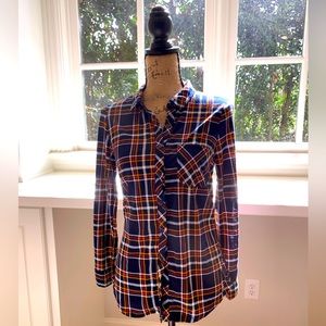 ALTER EGO small blue, red, yellow plaid button up top